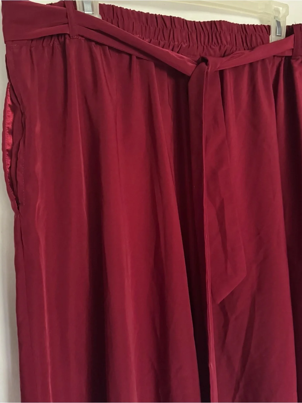 ModCloth Burgundy A-Line‎ Midi Skirt with Pockets and Waist Tie- Retro- Size XL